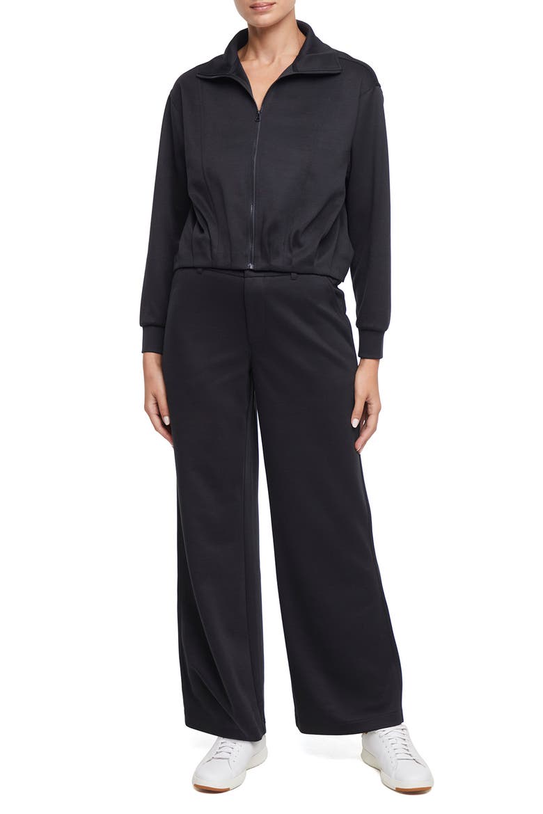 Bubble Hem Full Zip Jacket, Alternate, color, BLACK BEAUTY