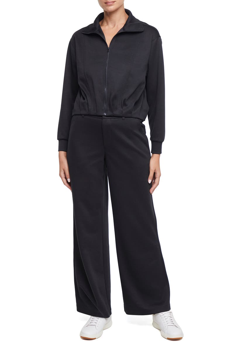 Three Dots Bubble Hem Full Zip Jacket, Alternate, color, Black Beauty