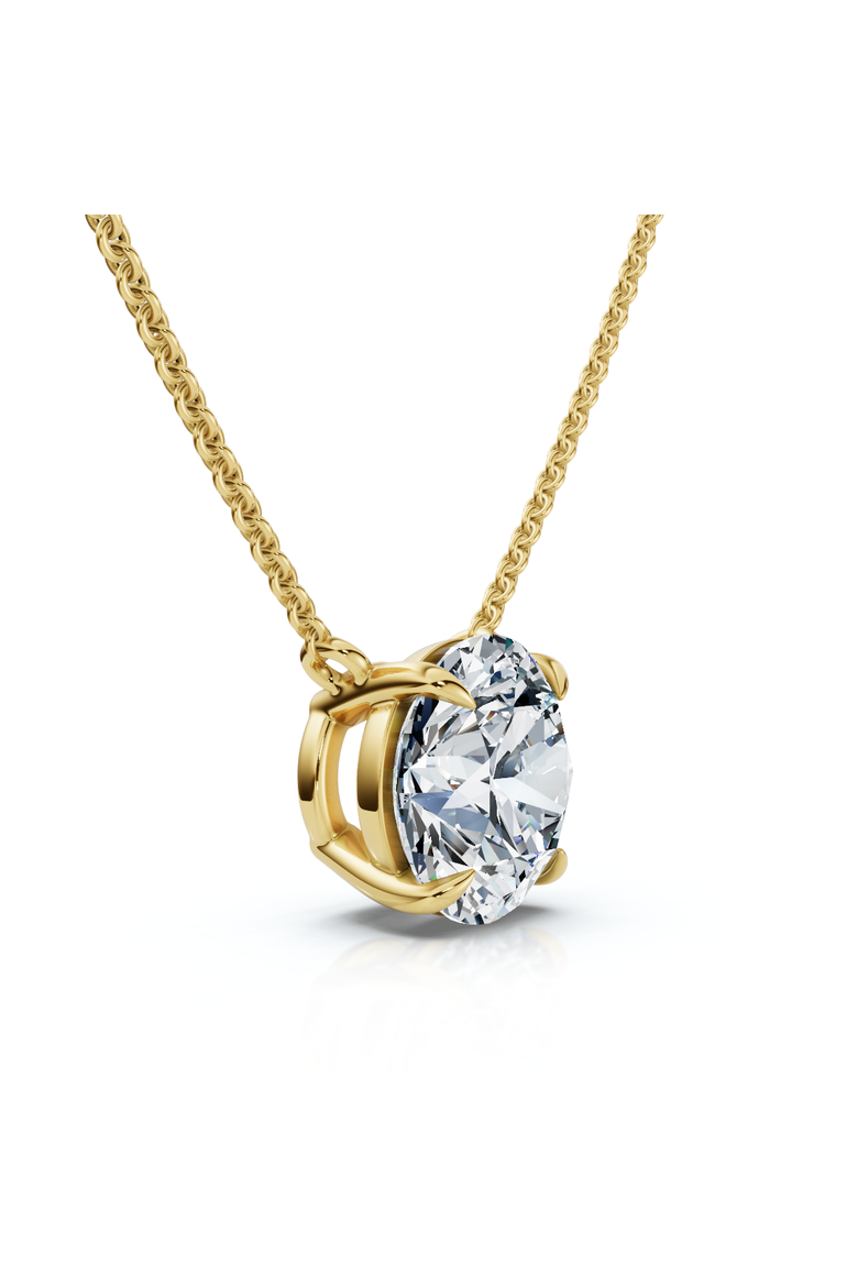 1Ct Floating Solitaire Diamond Pendant 14k Gold Women's 18" Necklace Lab Grown, Main, color, Yellow Gold