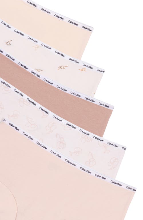 Calvin Klein Kids' Assorted 5-pack Hipster Briefs In Icon Fun Naturals