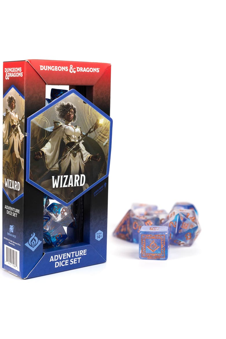D&D Adventure Dice Wizard Blue, 16Pc Rpg Die Set, Main, color, Blue