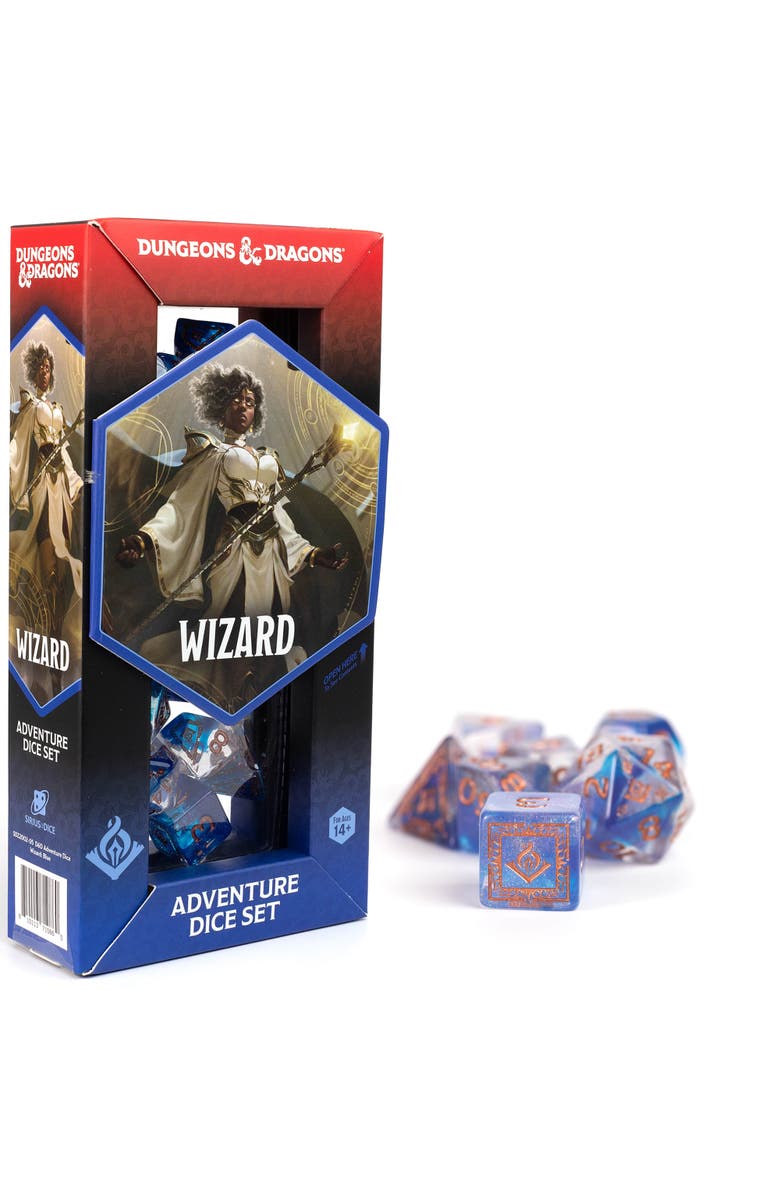 Dungeons & Dragons D&D Adventure Dice Wizard Blue, 16Pc Rpg Die Set, Main, color, Blue