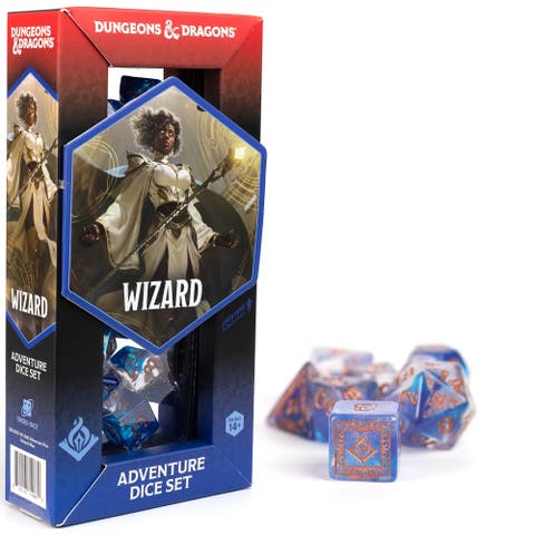 D&D Adventure Dice Wizard Blue, 16Pc Rpg Die Set