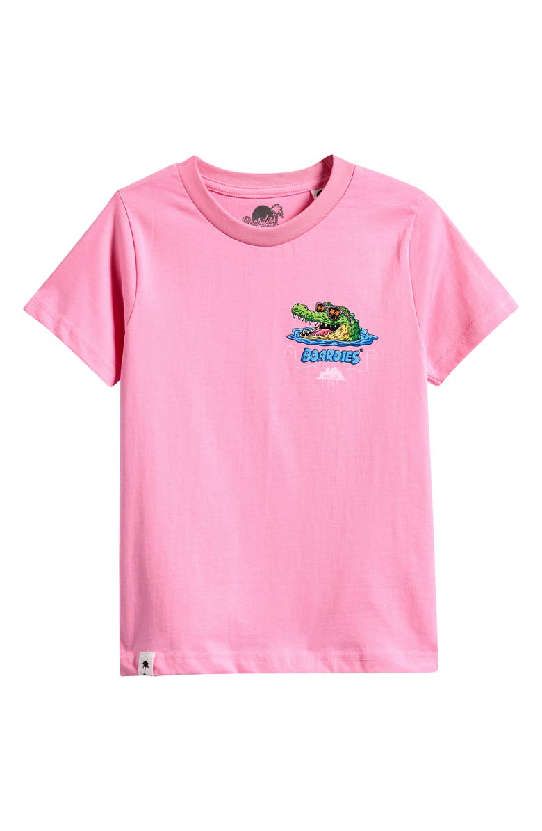 Boardies Kids' Mulga Crocs Cotton Graphic T-Shirt, Main, color, Pink