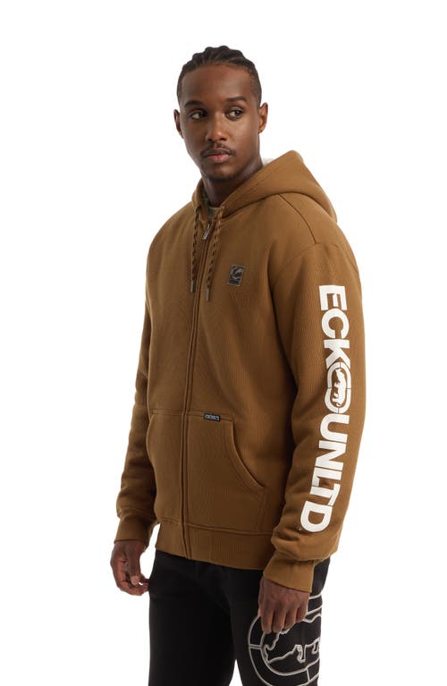 Ecko Unltd One Hit Faux Shearling Hoodie In New Brown