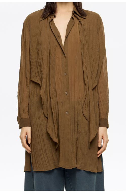 Bimba Y Lola Pleated Shirt With Maxi Ties In Brown
