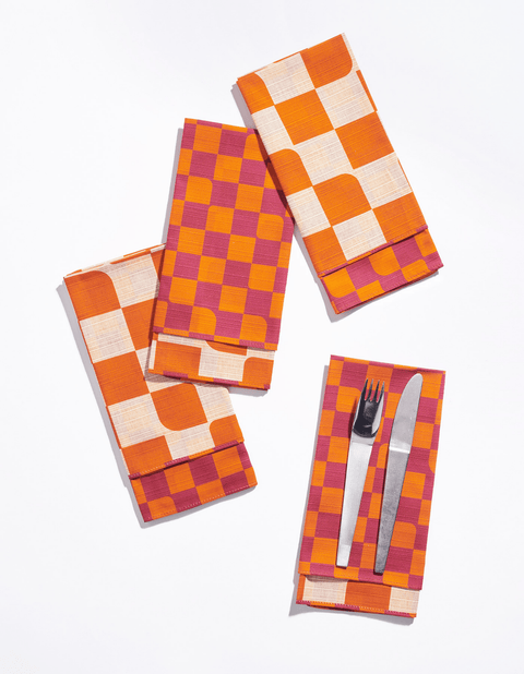 Checker Dinner Napkins - High Season Set of 4
