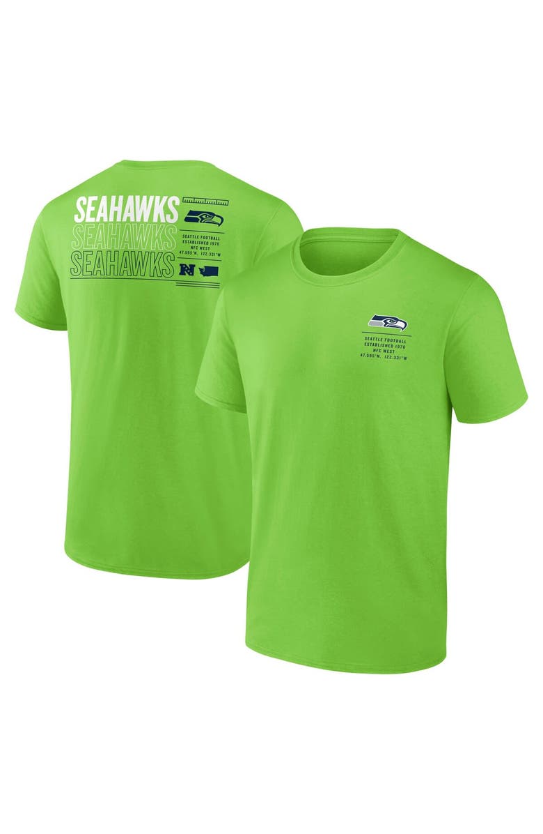 FANATICS Men's Fanatics Neon Green Seattle Seahawks Repeat Stats T-Shirt, Main, color, 