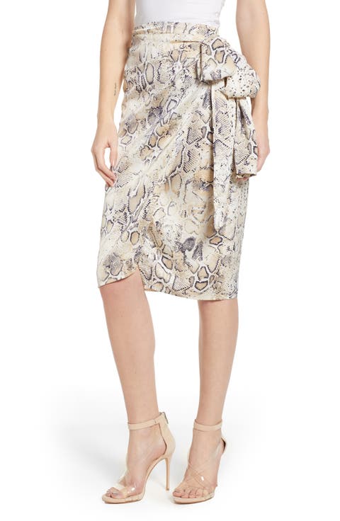 Snakeskin Print Wrap Skirt