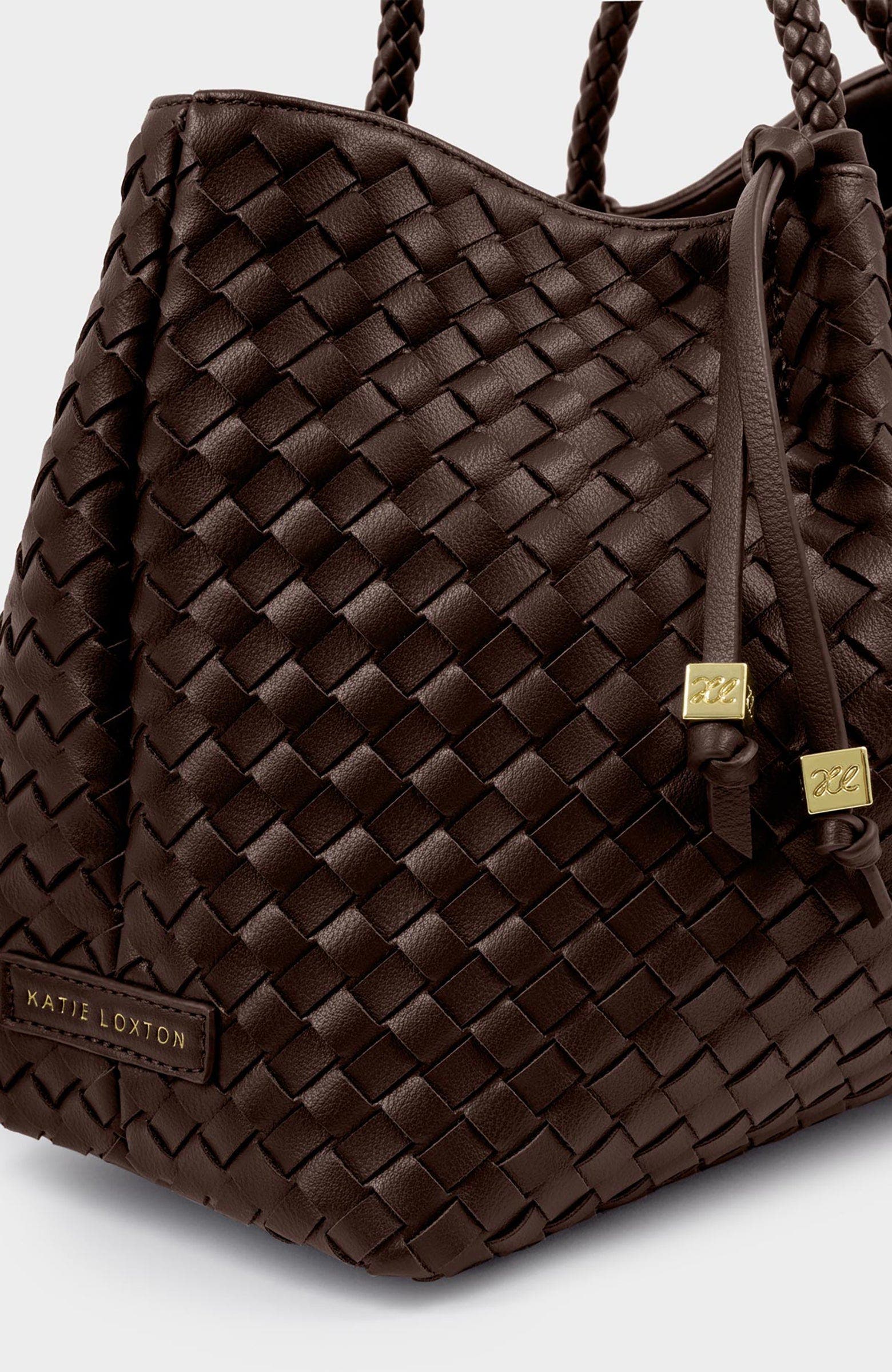 Katie Loxton Nova Hand Woven Small Shoulder Tote, Alternate, color, Chocolate