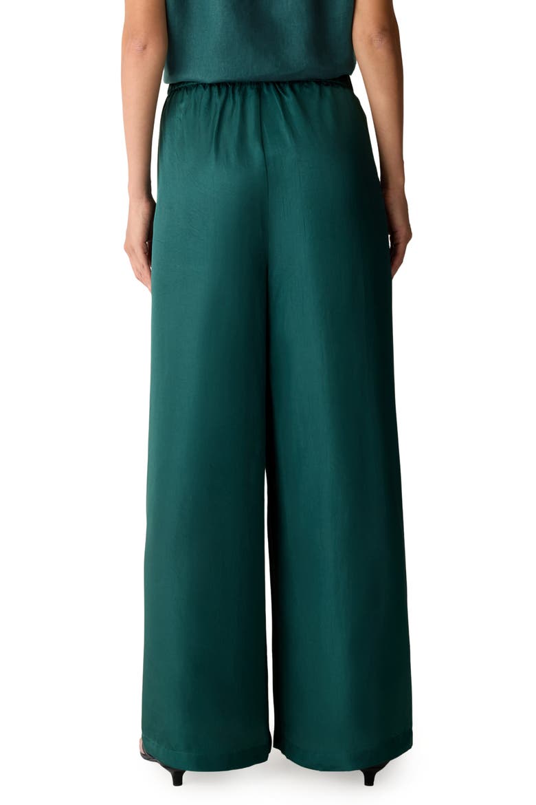 Pull-On Satin Wide Leg Pants, Alternate, color, KELP