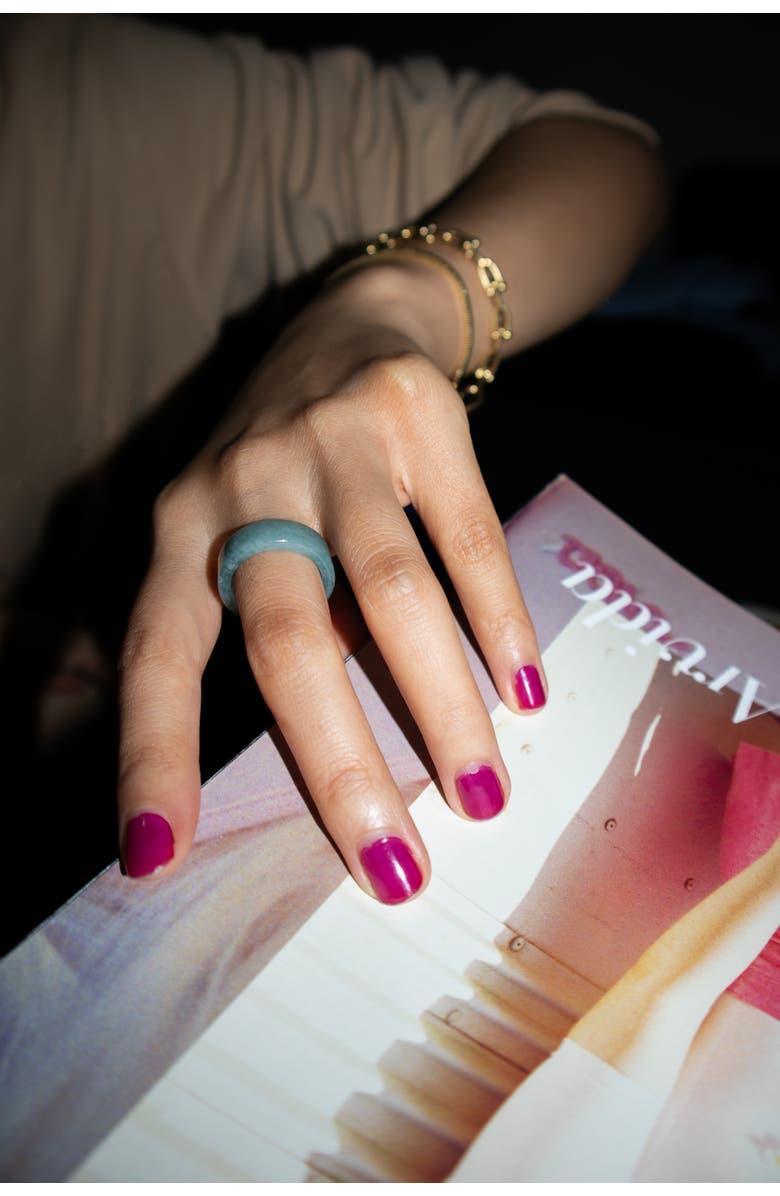 seree Gale Cyan square jade ring, Alternate, color, Blue