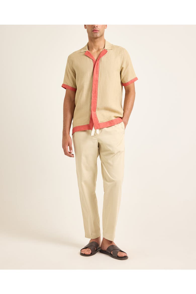 Maitan Lino Relaxed-Fit Shirt, Main, color, Biscuit/Dark Ruby