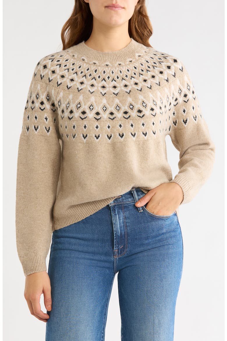 Fair Isle Sweater, Main, color, LIGHT CAMEL BEIGE