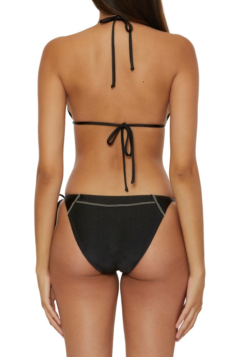 Color Sheen Side Tie Bikini Bottoms, Alternate, color, BLACK