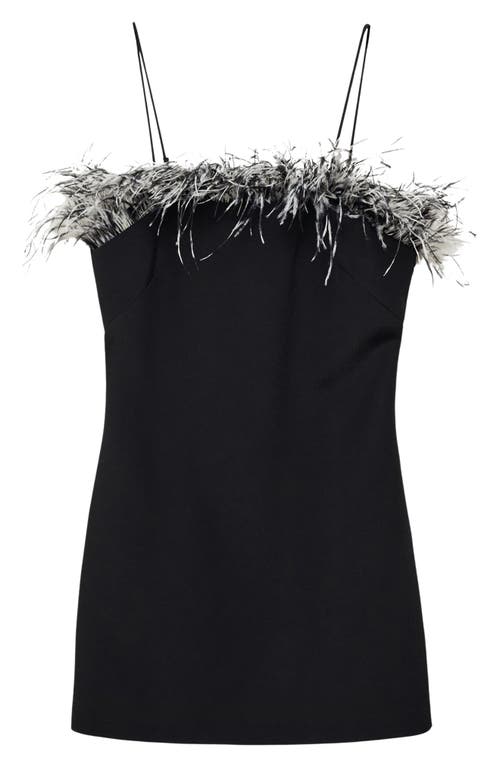 Mango Women's Ostrich Feather Detail Strapless Dress In Black