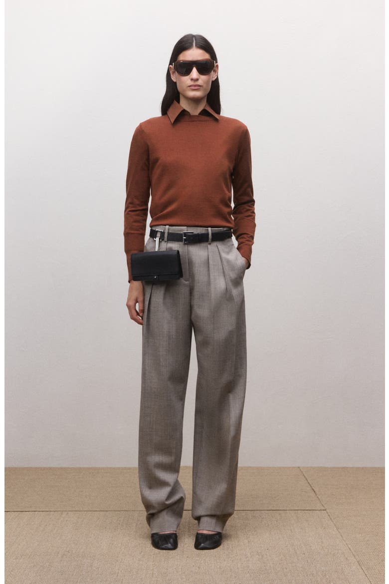 Crewneck Wool Sweater, Alternate, color, RUSSET