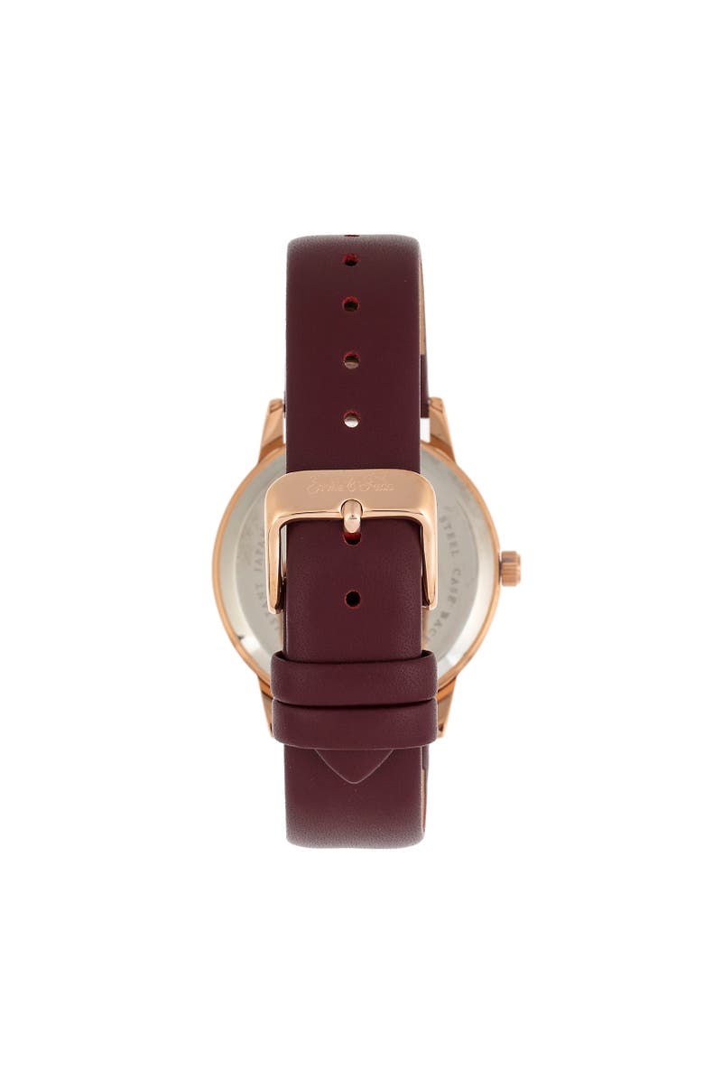 Sophie and Freda San Diego Leather-Band Watch, Alternate, color, Maroon