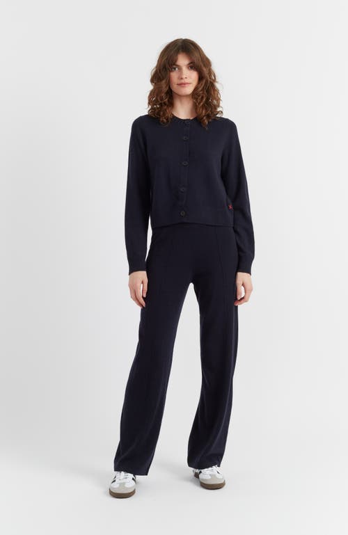 Chinti & Parker Wool Cashmere Blend Crew Neck Cropped Cardigan In Blue