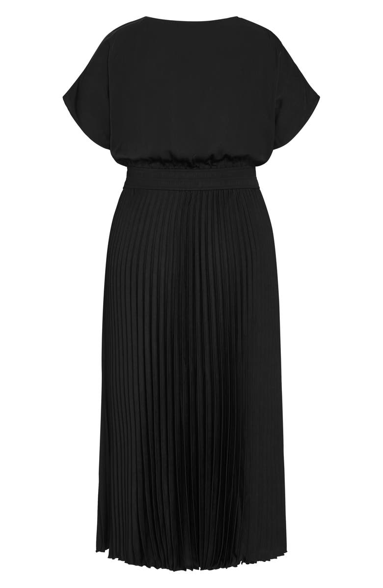 City Chic Elia Faux Wrap Pleated Dress, Alternate, color,