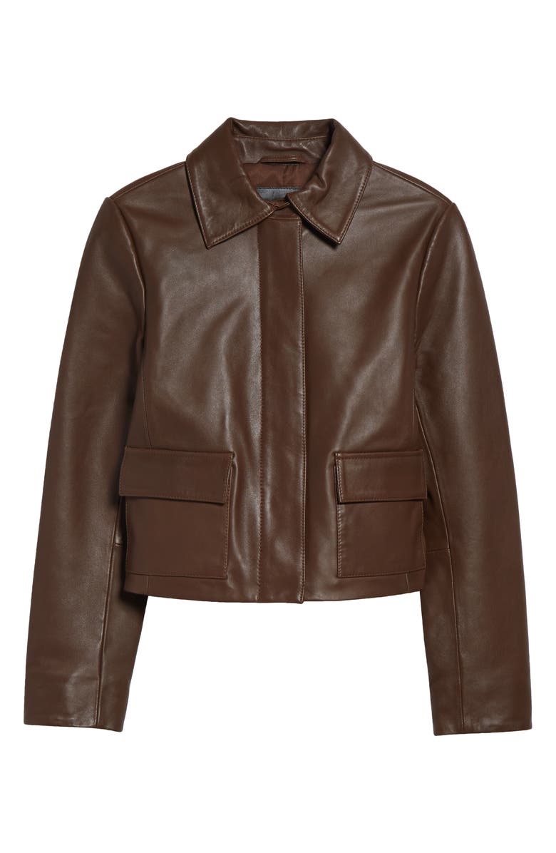 Reiss Drew Leather Jacket, Main, color, Mocha Brown