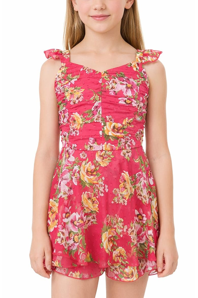 Kids' Flutter Sleeve Skirted Romper, Alternate, color, RED