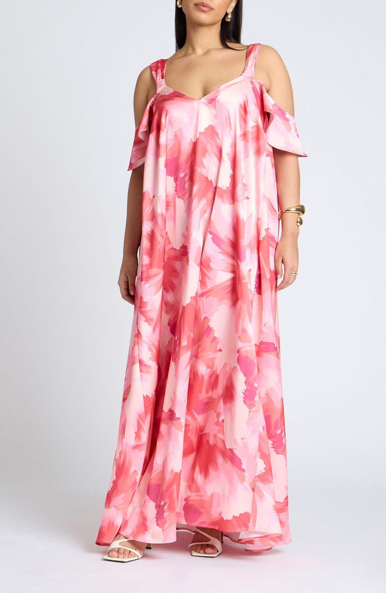 ELOQUII Cold Shoulder Trapeze Gown, Main, color,