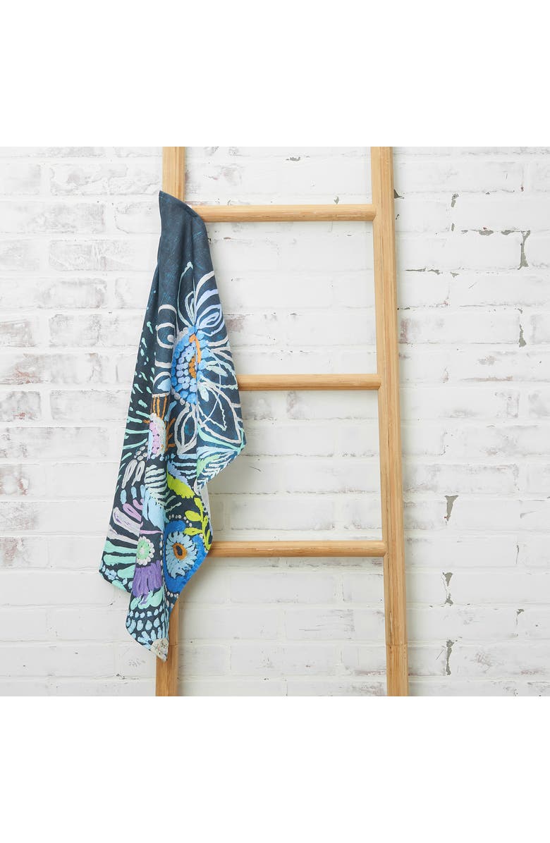 carol & frank Abstract Floral Cotton Kitchen Dishtowel, Alternate, color, Blue