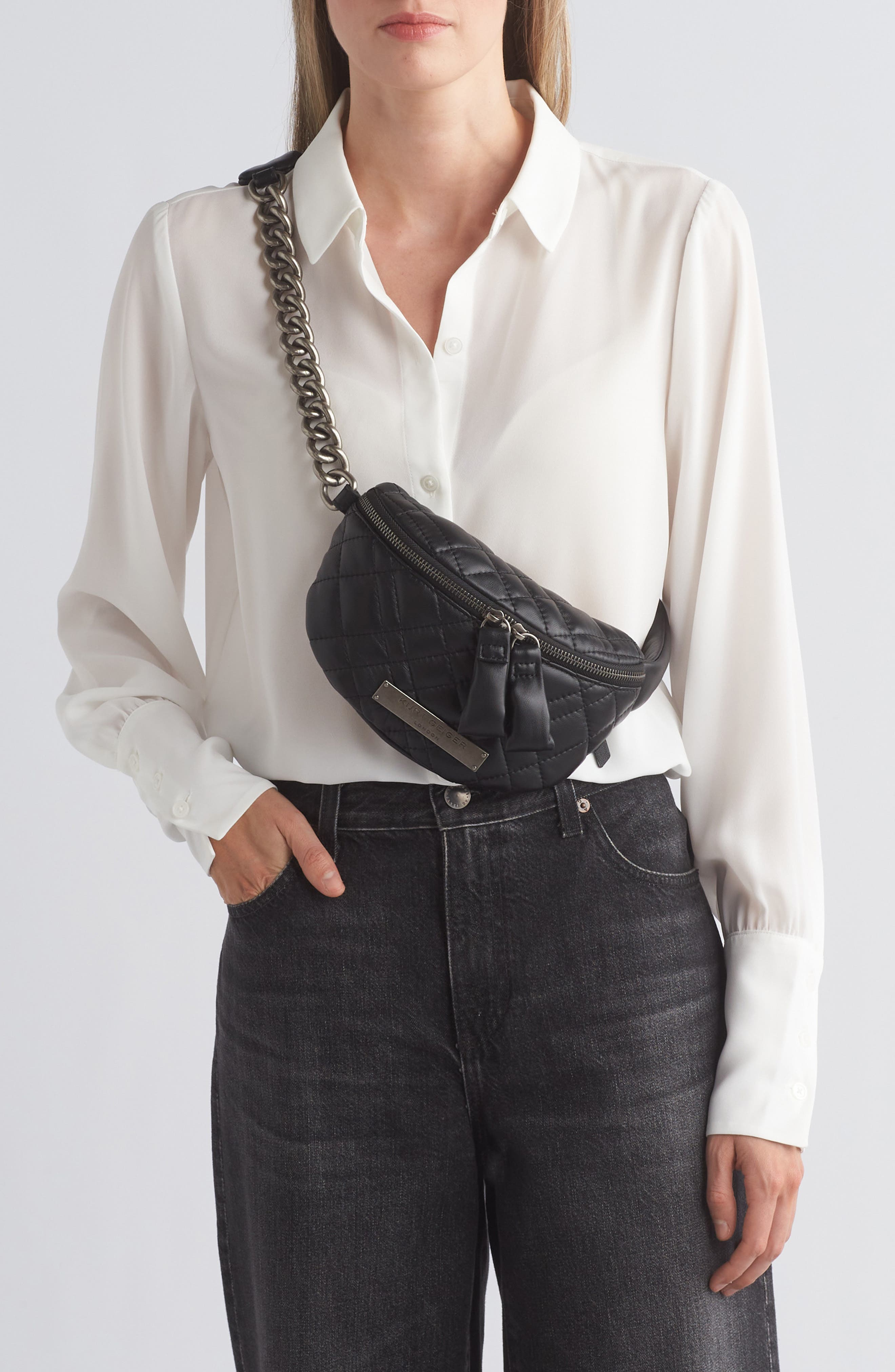 Kurt Geiger London Small Brixton Quilt Belt Bag, Alternate, color, Black