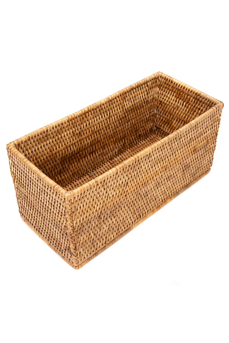 Artifacts Rattan Rectangular Everything Basket, Alternate, color, Honey Brown