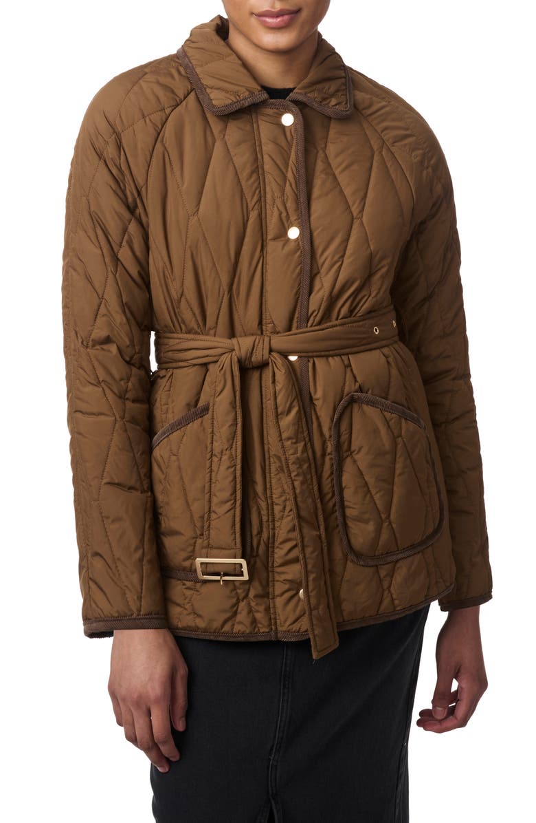 Bernardo Belted Quilted Jacket, Main, color,