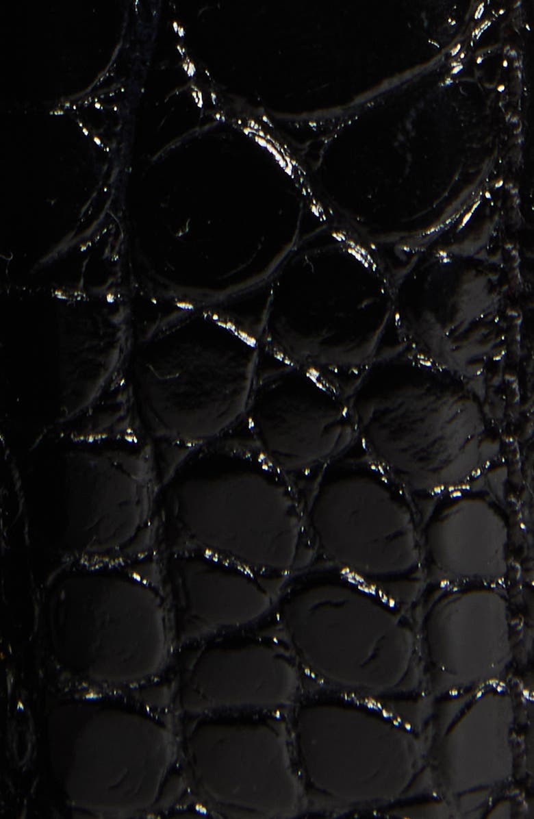 Christian Louboutin Bizbelt Logo Buckle Croc Embossed Calfskin Belt, Alternate, color, Black/ Loubi/ Gun Metal