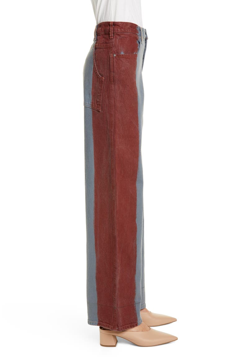 Side Stripe Wide Leg Jeans, Alternate, color, GREY RED TIP