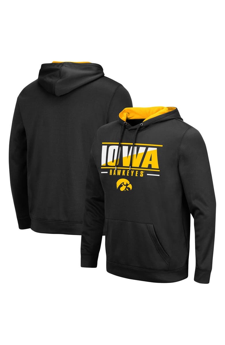 COLOSSEUM Men's Colosseum Black Iowa Hawkeyes Slash Stack 2.0 Pullover Hoodie, Main, color, Black