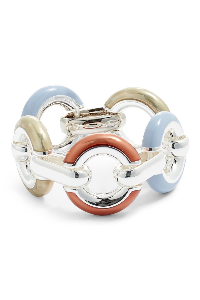 Donut Link Bracelet, Main, color, LIGHT SILVER / MULTI