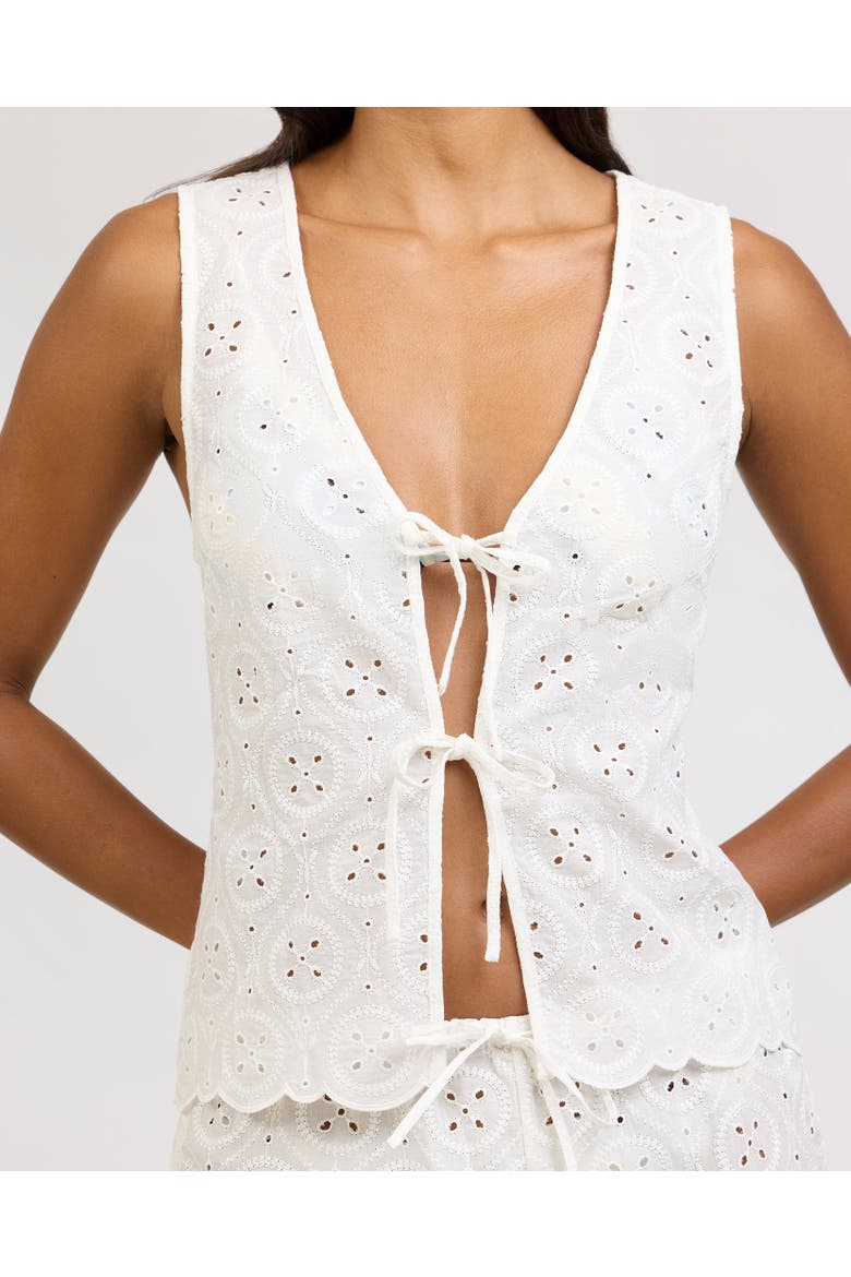 Cotton Tie Front Tank, Alternate, color, White