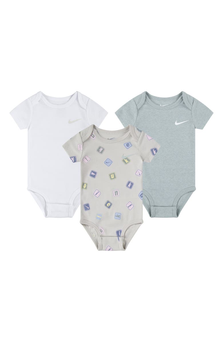 Nike 3-Pack Bodysuit, Main, color, Light Bone
