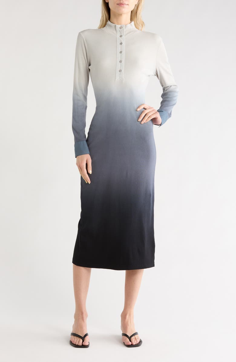 Young, Fabulous & Broke Scout Rib Ombré Long Sleeve Midi Dress, Main, color, 