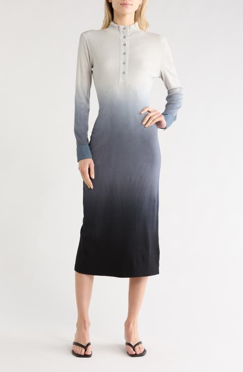 Scout Rib Ombré Long Sleeve Midi Dress
