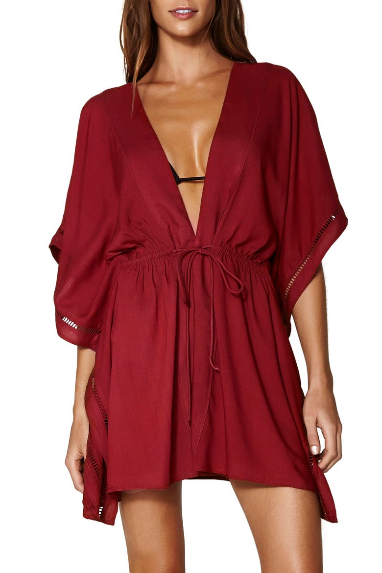 ViX Embroidered Cover-Up Wrap, Main, color, RED
