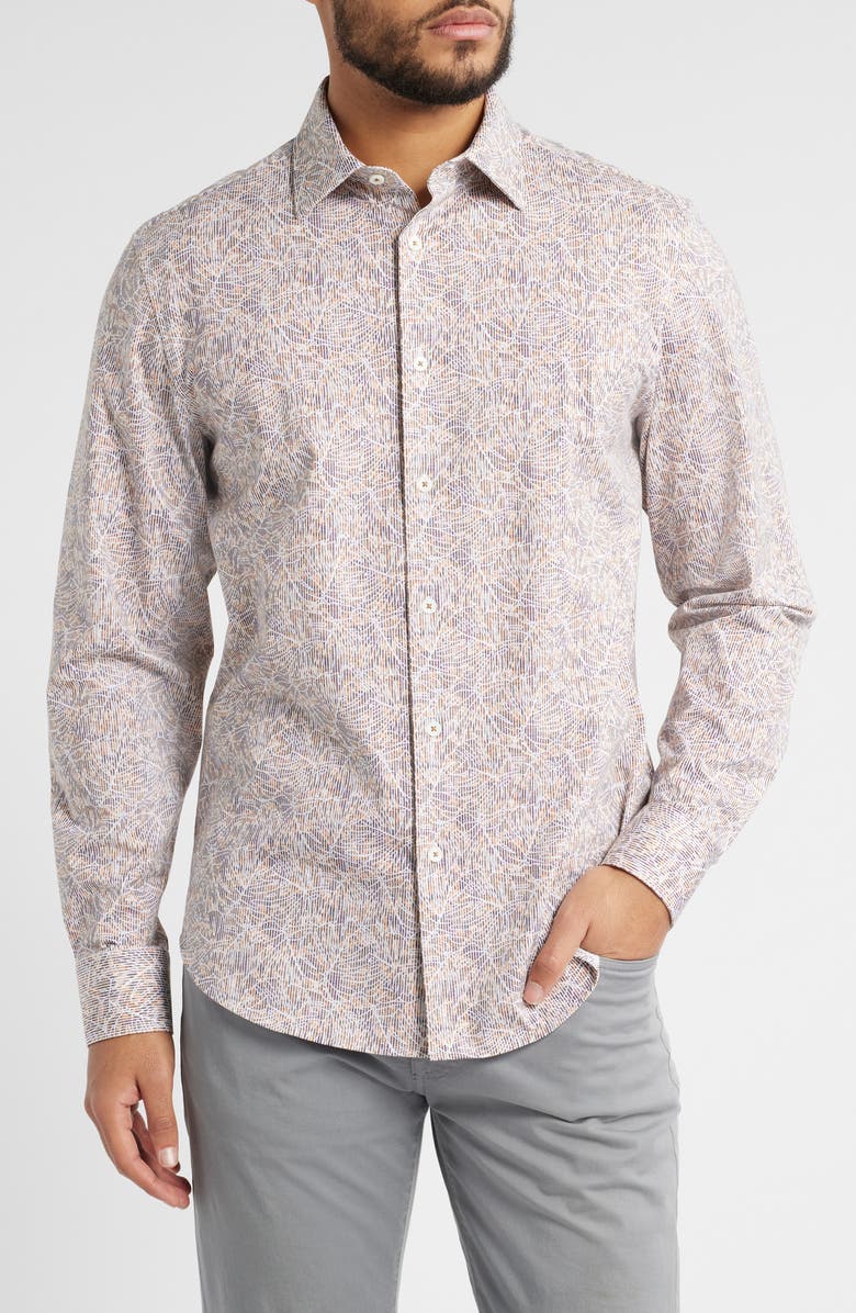 Bugatchi James OoohCotton<sup>®</sup> Button-Up Shirt, Main, color, Jaffa