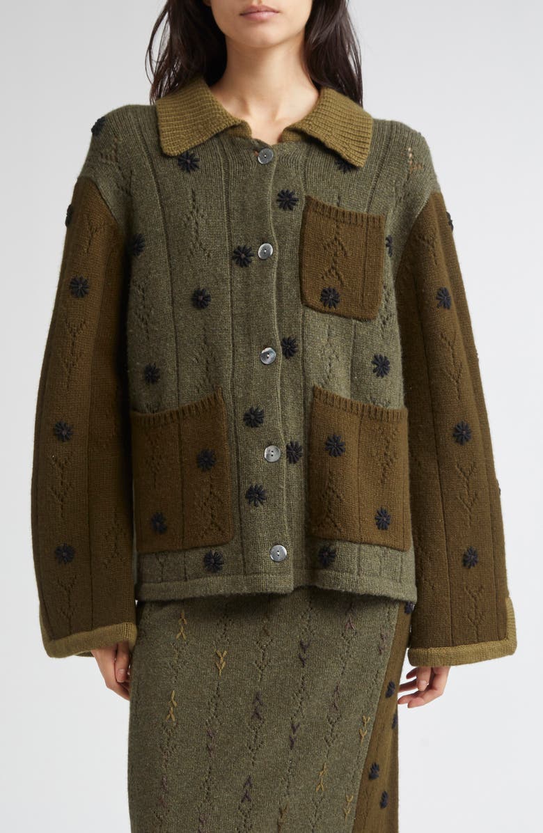 YanYan Daisy Colorblock Lambswool Work Jacket, Main, color, 