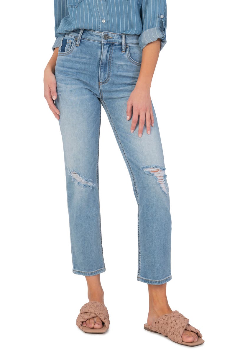 KUT from the Kloth Elizabeth High Waist Crop Straight Leg Jeans, Main, color, 