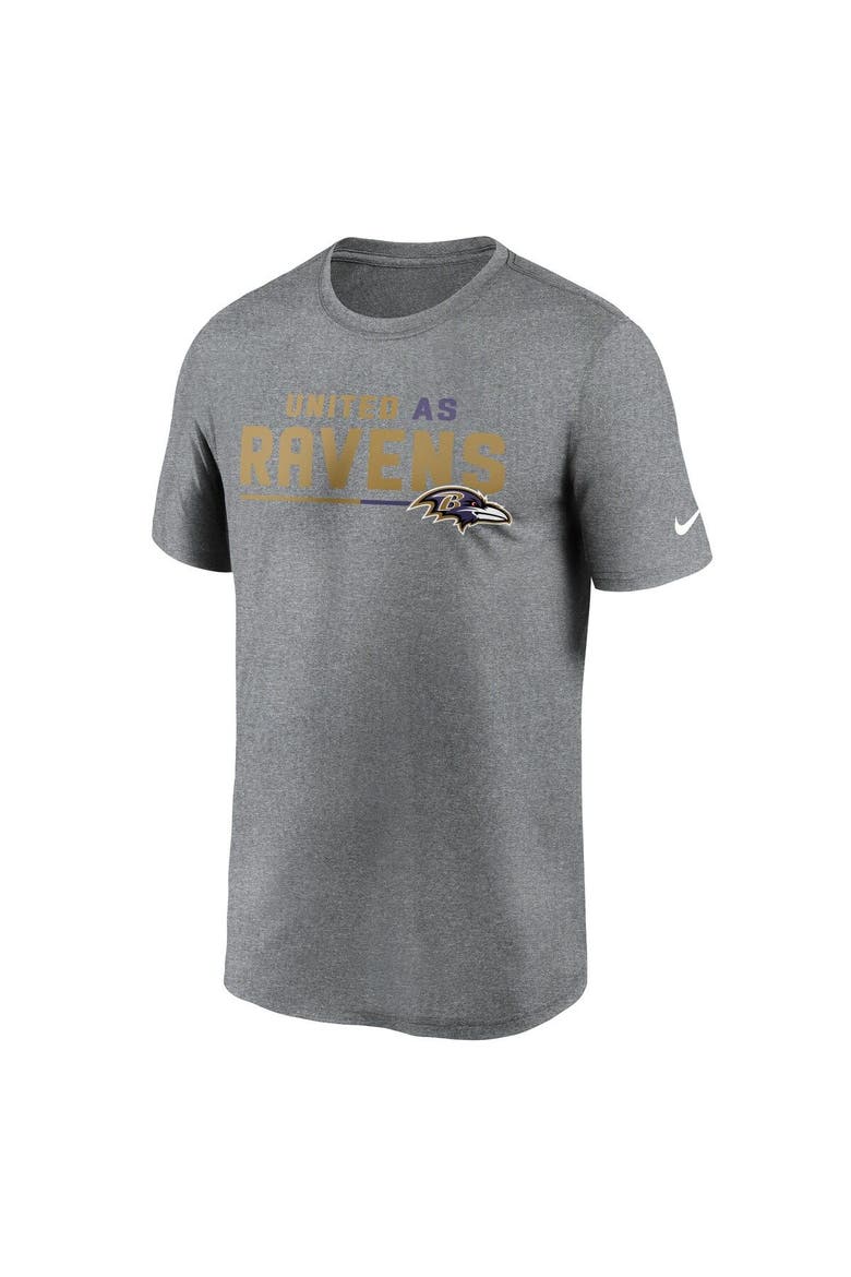 Men's Nike Heather Gray Baltimore Ravens Legend Team Shoutout Performance T-Shirt, Alternate, color, Heather Gray