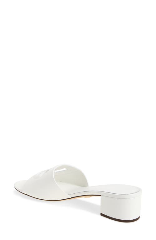 Dolce & Gabbana White Mules With Low Heel And Dg Millennials Detail In Smooth Leather Woman In 80001 Bianco