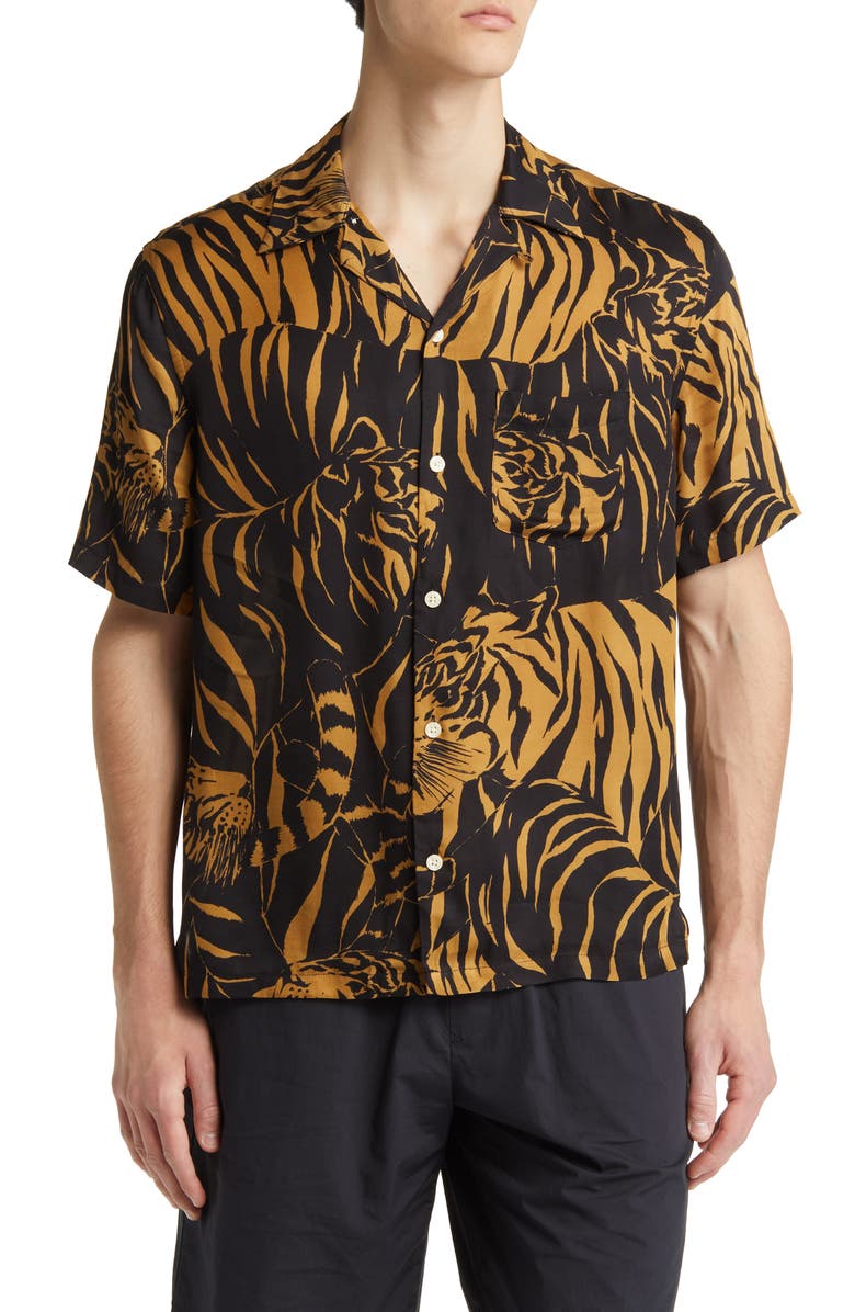 AllSaints Wildcat Short Sleeve Button-Up Camp Shirt, Main, color,