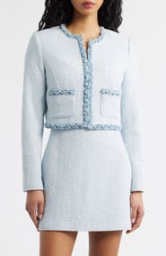 LoveShackFancy Azula Crop Tweed Jacket