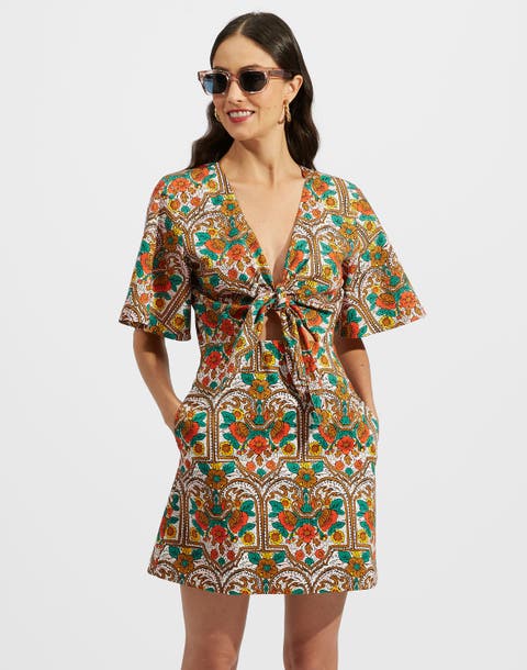 Peek-a-boo Mini Dress Corte White Rust