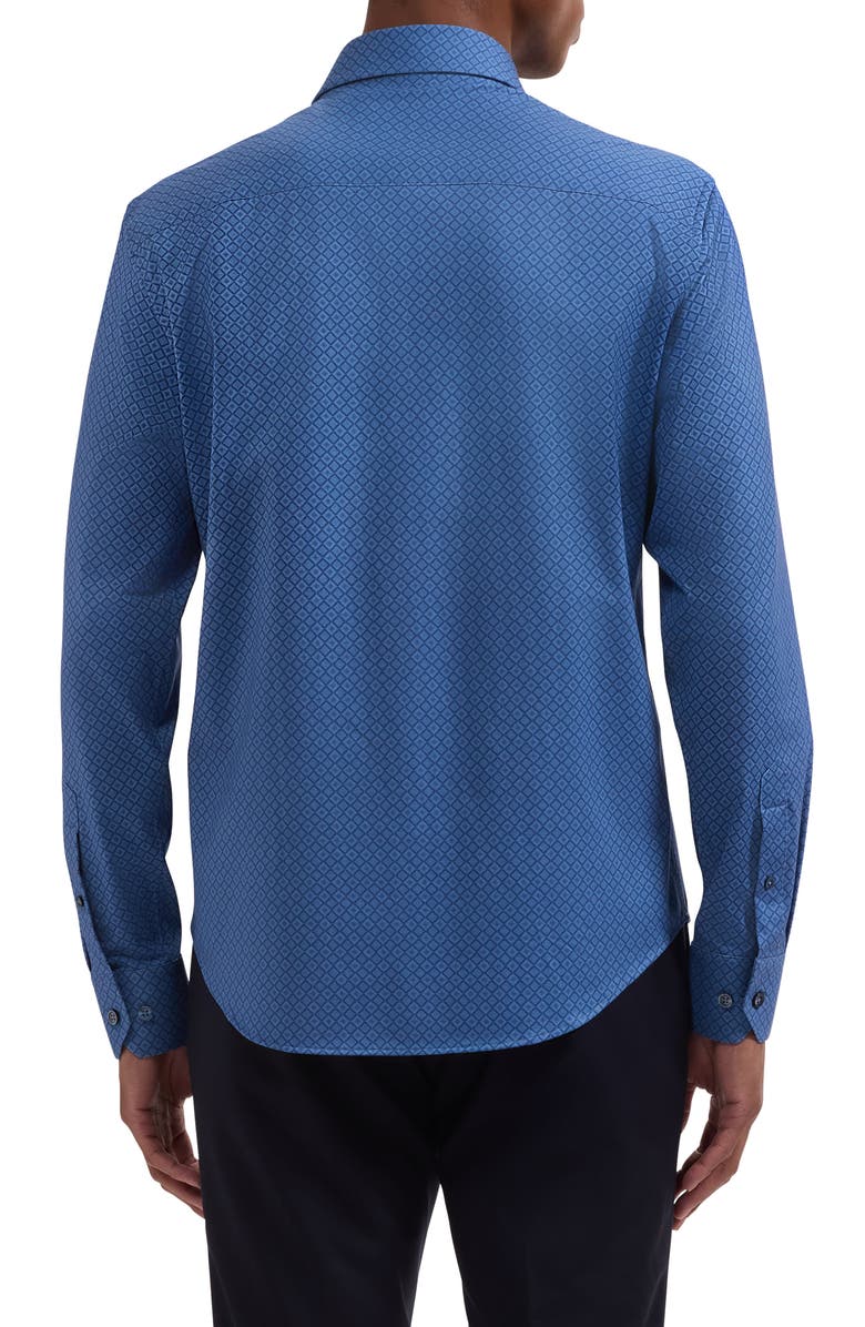 Bugatchi Jimmy OoohCotton<sup>®</sup> Geo Print Button-Up Shirt, Alternate, color, Cobalt