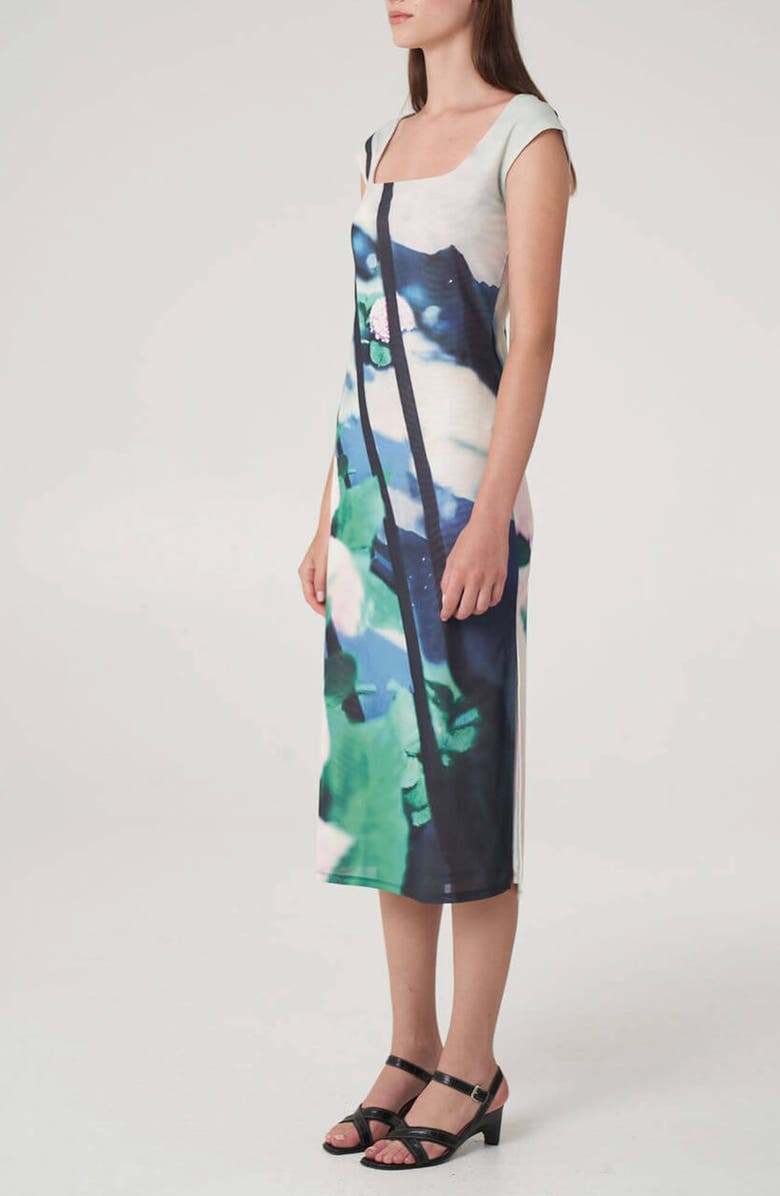 Find Me Now Paulie Print Midi Dress, Alternate, color, Blue/Green Multi